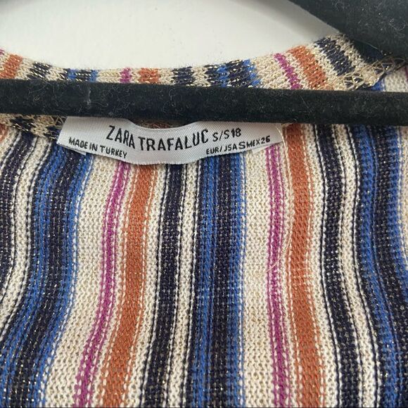 Zara Knotted Sparkly Striped Cropped Top Size Small - Picture 6 of 8
